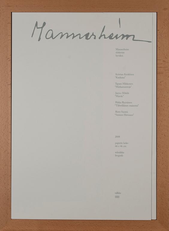GRAFIKMAPP, "Mannerheim", färglitografier, 5 st, olika konstnärer, sign., dat. 2008/08 och numrerade 45/100.