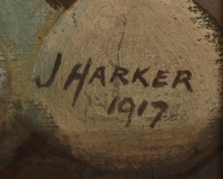 OKÄND KONSTNÄR, olja på duk, sign J. Harker och dat 1917.
