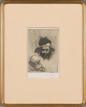 Hugo Simberg, line etching and drypoint, signed on plate and signed and dated 1897 in pencil.