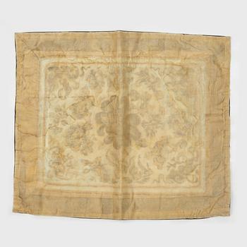 Two rank badges, two embroideries, and a brocade, China, part Qing dynasty.
