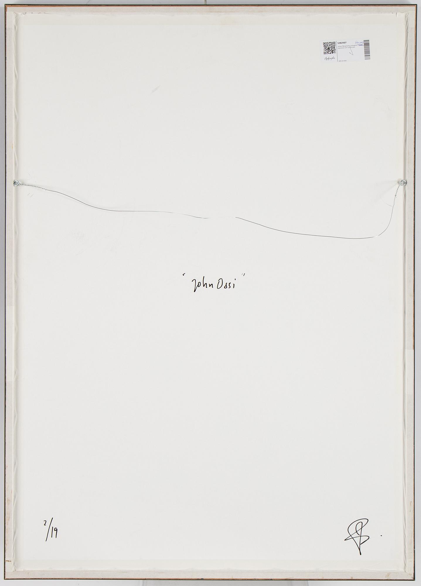 Johan Bergmark, c-print, signed and numbered 2/19 verso.