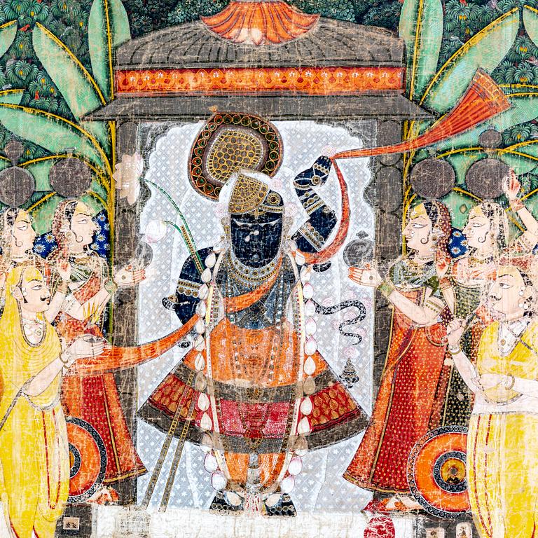 An  Indian pigment on cotton painting, 20th Century.