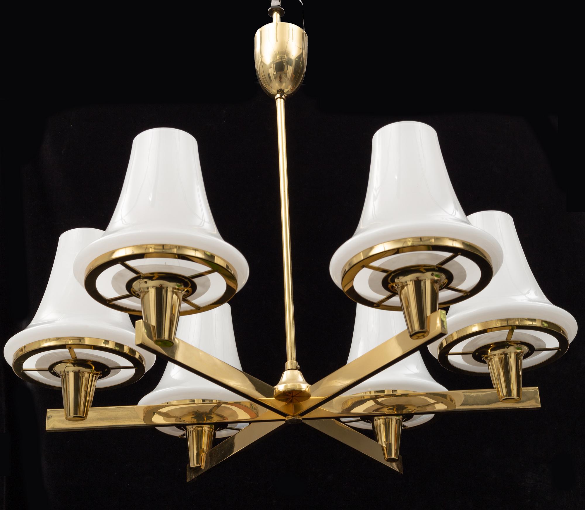 HANS-AGNE JAKOBSSON, a brass ceiling light and wall light from Markaryd, 1960's.