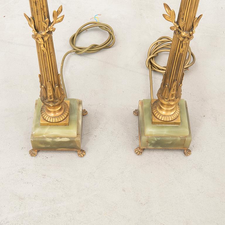 Table lamps, a pair, probably France, first half of the 20th century.