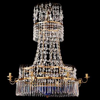 A late Gustavian circa 1800 nine-light chandelier.