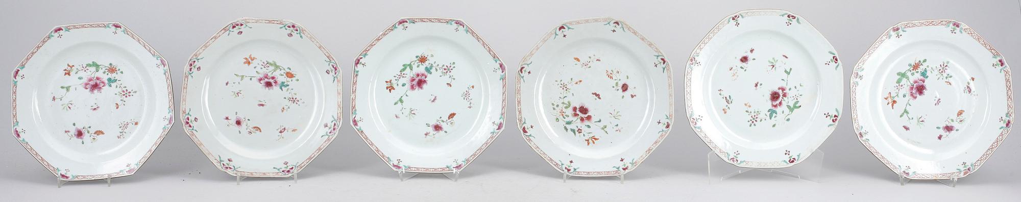 TALLRIKAR, 2+4 st, porslin, Kina, Qianlong (1736-95).