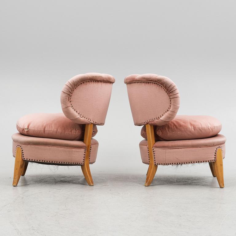 Otto Schulz, a pair of lounge chairs, Jio Möbler, Sweden, mid 20th century.