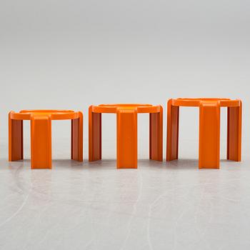 A set of three plastic nesting table probably Giotto Stoppino for Kartell. 1960s/1970s.