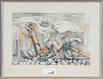 AXEL OLSON, litografi, sign. o numr. "256/260".