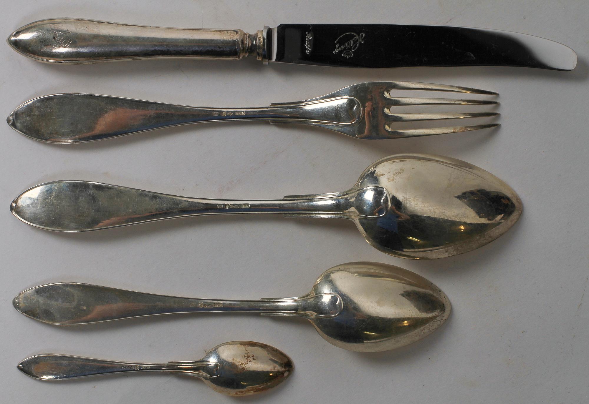 BESTICK, 60 delar, silver, modell "Svensk spets", CW Edvall Sundsvall 1912.