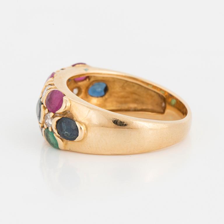 RING, with emerald, ruby, sapphire and diamonds.