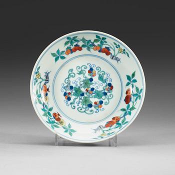 489. A doucai dish, Qing dynasty, 19th Century, with Chenghua six characters mark.
