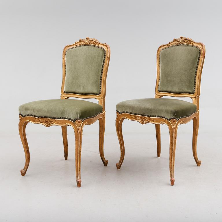 STOLAR, 1 par, rokokostil, omkring år 1900.