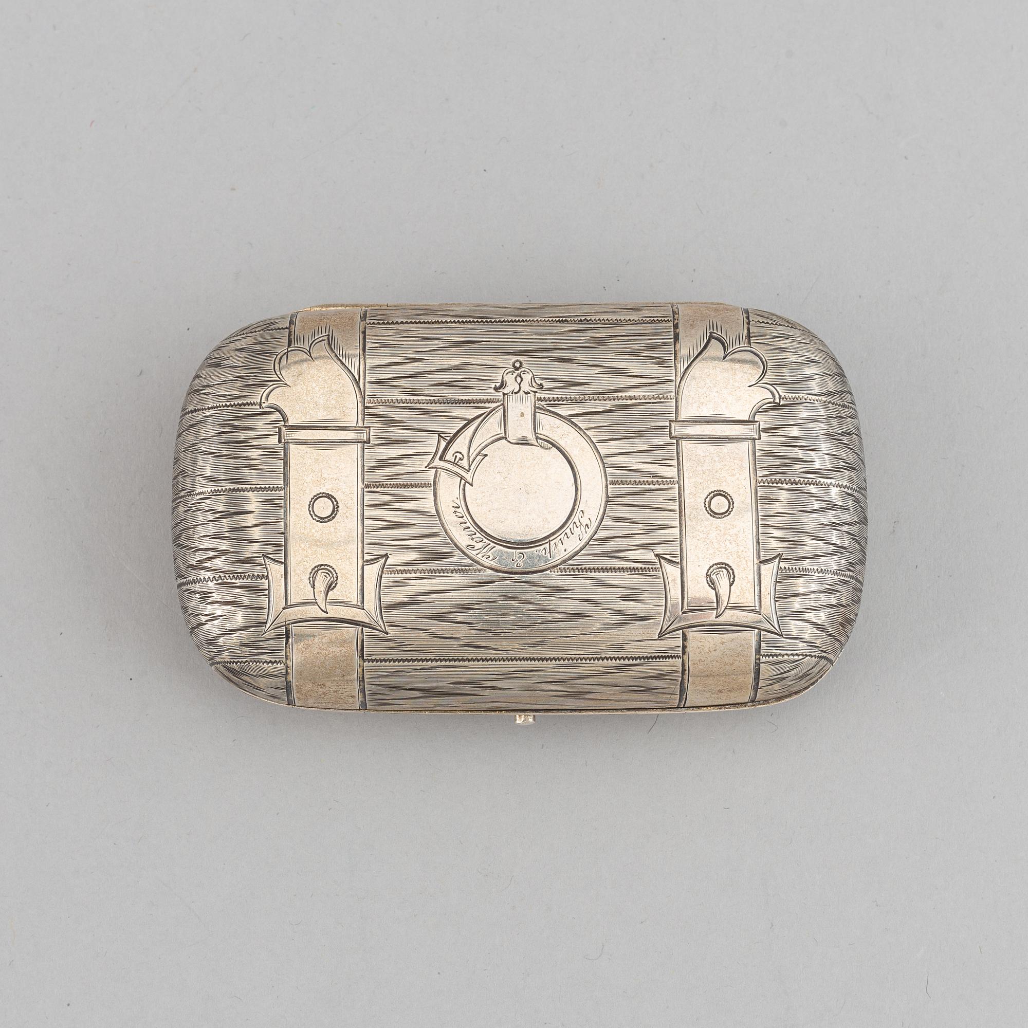 A Russian silver cigarette-case, marked EB, 1883.