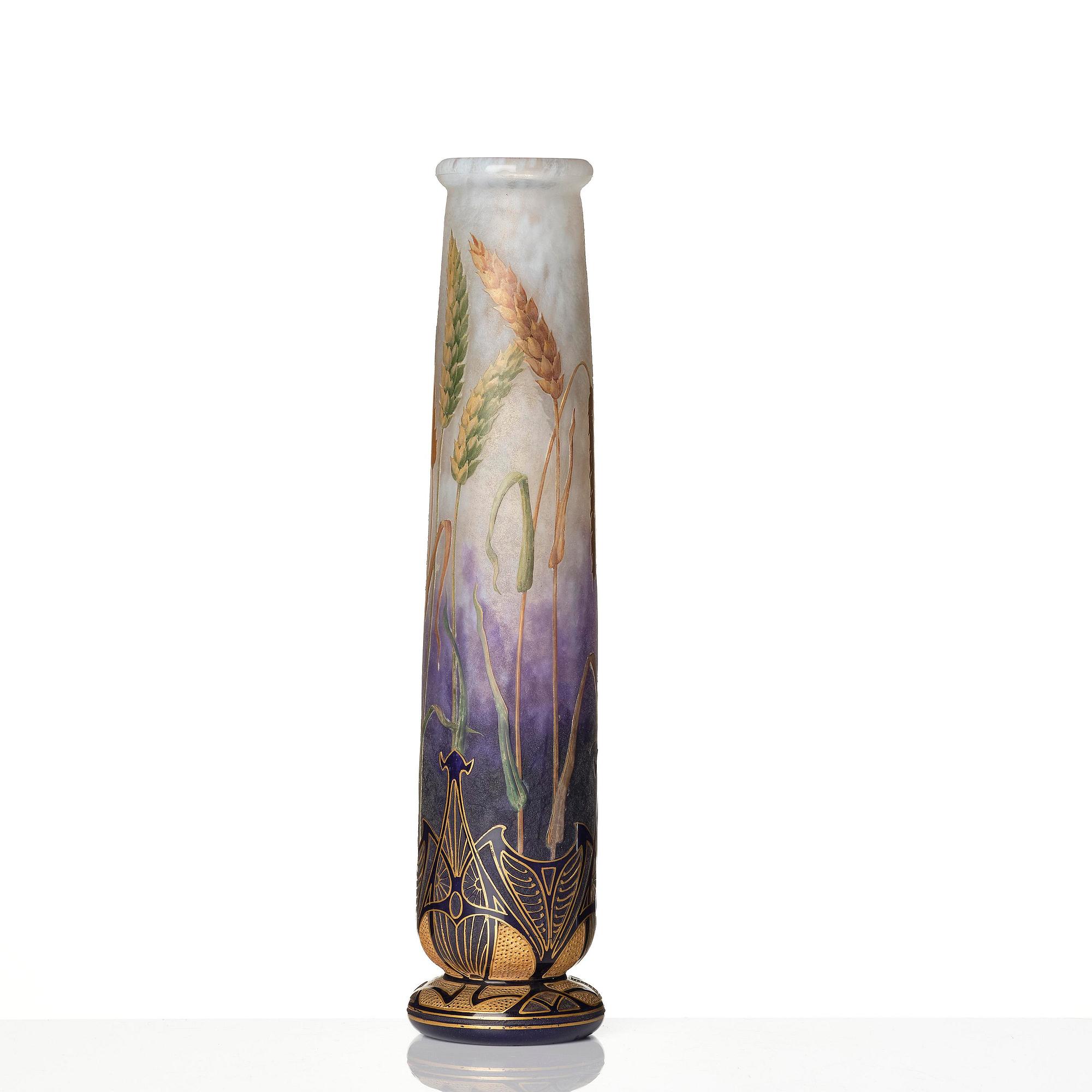 Daum Frères, an Art Nouveau gilt and enamelled cameo glass vase, Nancy, France.