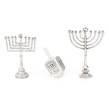 PARTI JUDAICA, 3 delar silver, 1900-tal. Vikt ca 52g.