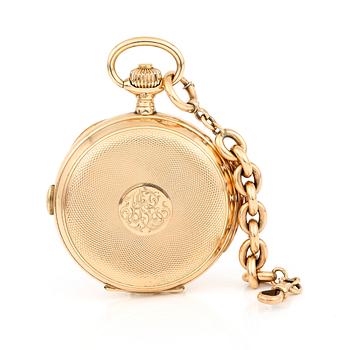 FICKUR MED KEDJA, 14 karat guld. Borel, Neuchatel, 1900-talets första kvartal. Total vikt ca 118 gram.