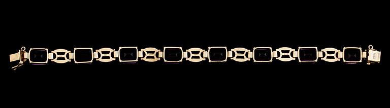 ARMBAND, 9 k guld, Birmingham, England, ametister tot ca 27.00 ct.