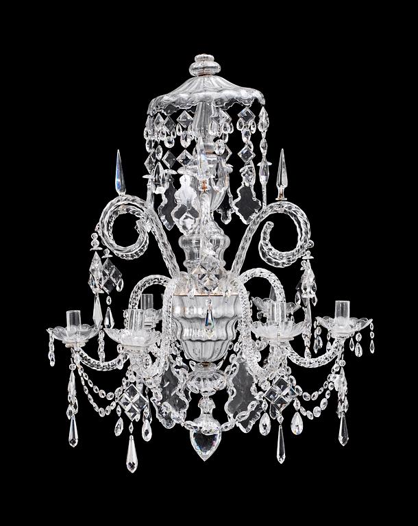 A Middle Europe late 18th century six-light glass chandelier.
