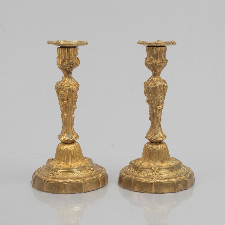 A pair of French Louis XV-style candlesticks by Henri Picard, Paris, Napoleon III, mid 19th Century.