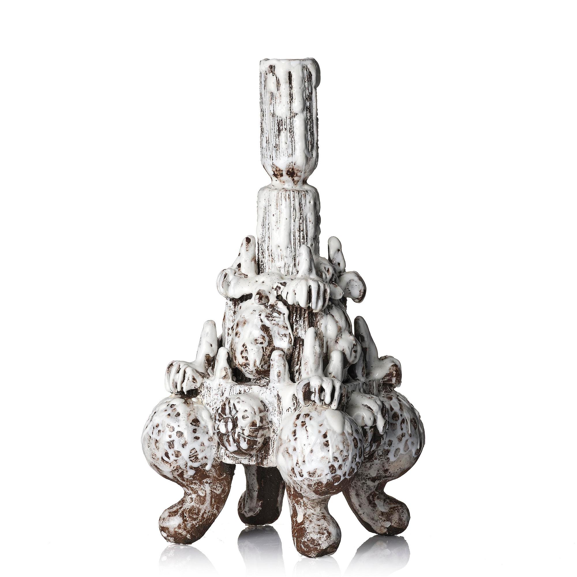 Carl Richard Söderström, a stoneware sculpture/candlestick, executed in his studio, Stockholm, ca 2012.