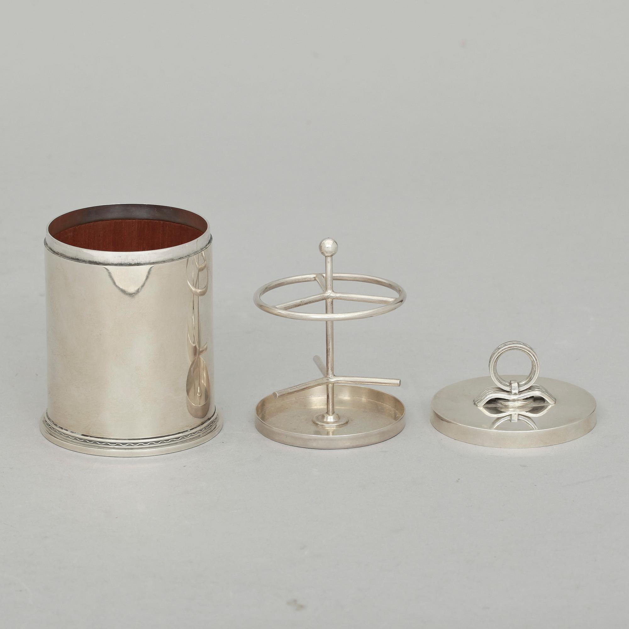 CIGARETTBURK med LOCK, sterling, Borgila, Stockholm 1954.