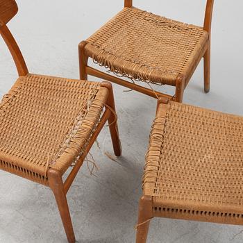 Hans J. Wegner, five 'Spisestolen/CH-23", Ljungströms Möbler, Mariestad, 1960's/70's.