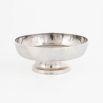 Eric Löfman, candlesticks, a pair, and bowl, silver, KG Markströms, Uppsala 1977-79.