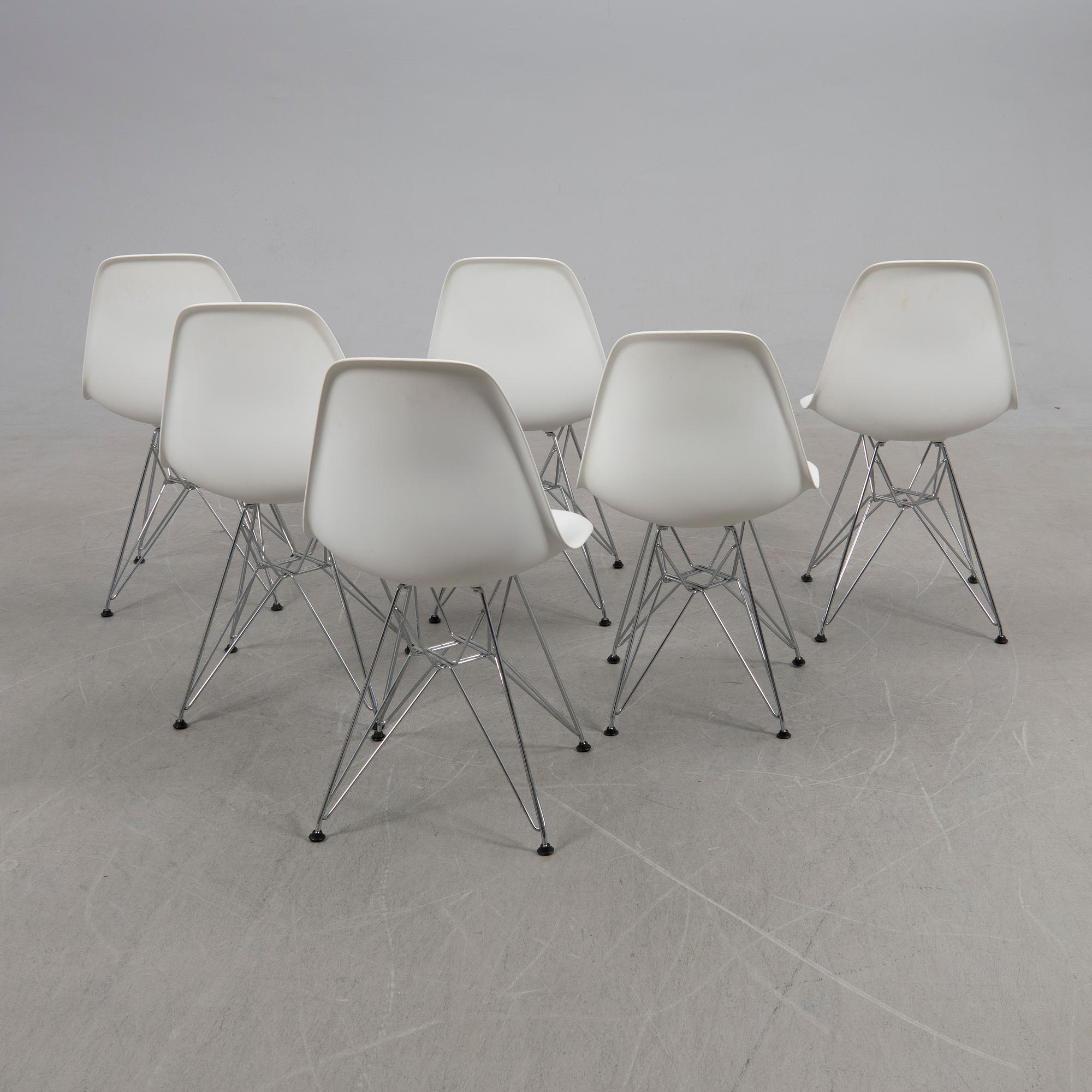 Charles & Ray Eames, chairs, 6 pcs, "Plastic chair DSR", Vitra, 2016.