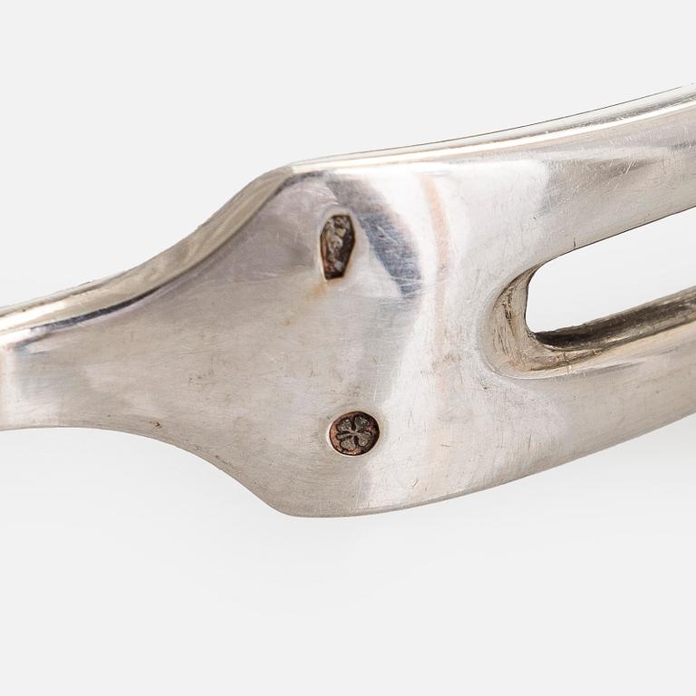 Serving platter, silver, Czechoslovakia, and twelve serving utensils, Alexander Sturm, Austria-Hungary, 1867-1941.