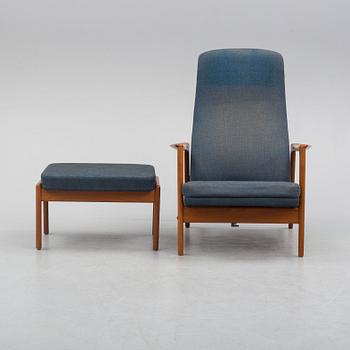 A 1950/60 easy chair and foot stool,  "Siesta" by Folke Ohlsson for Dux.