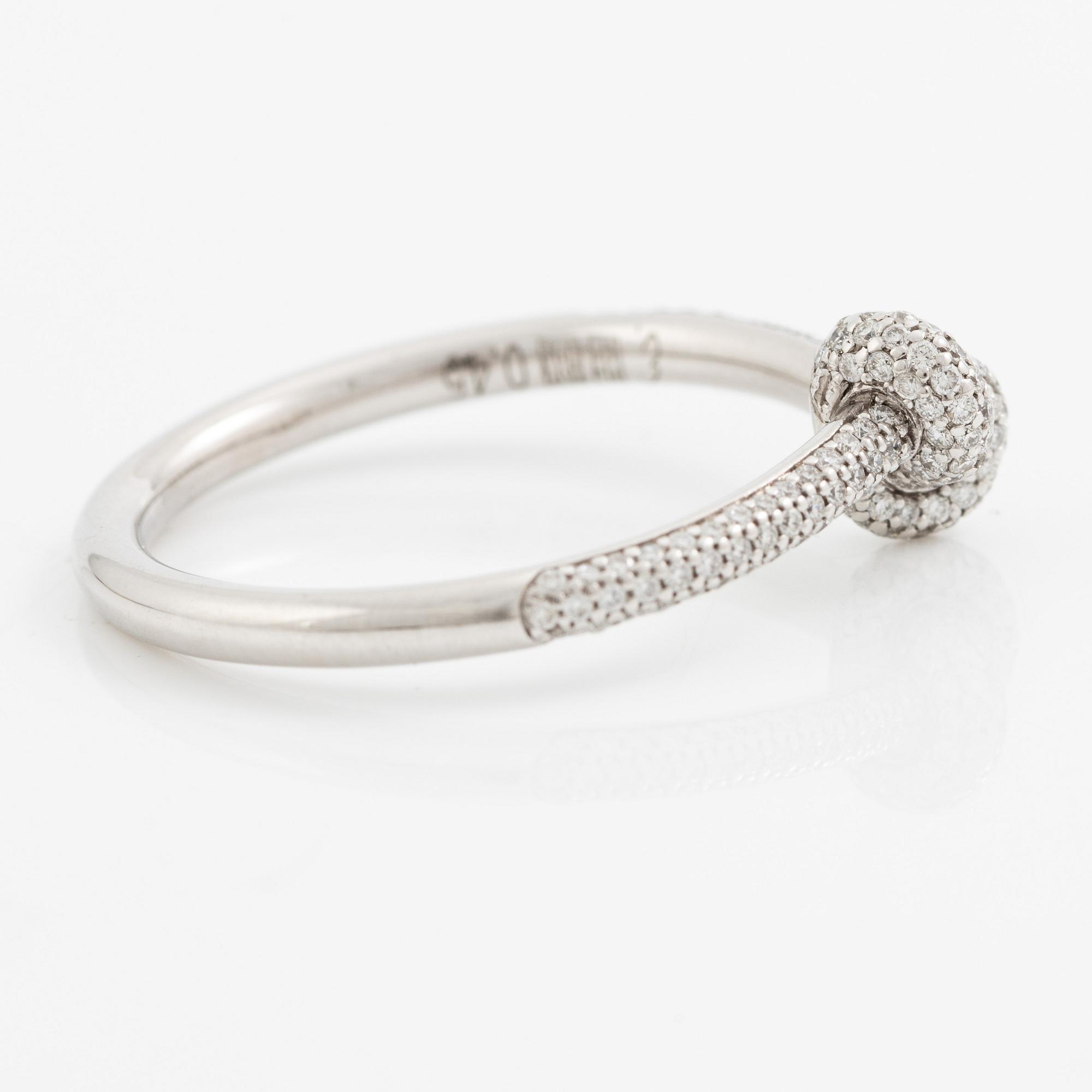 "Engelbert," Legacy Knot Ring Mini Pavé", 18K white gold with brilliant-cut diamonds.