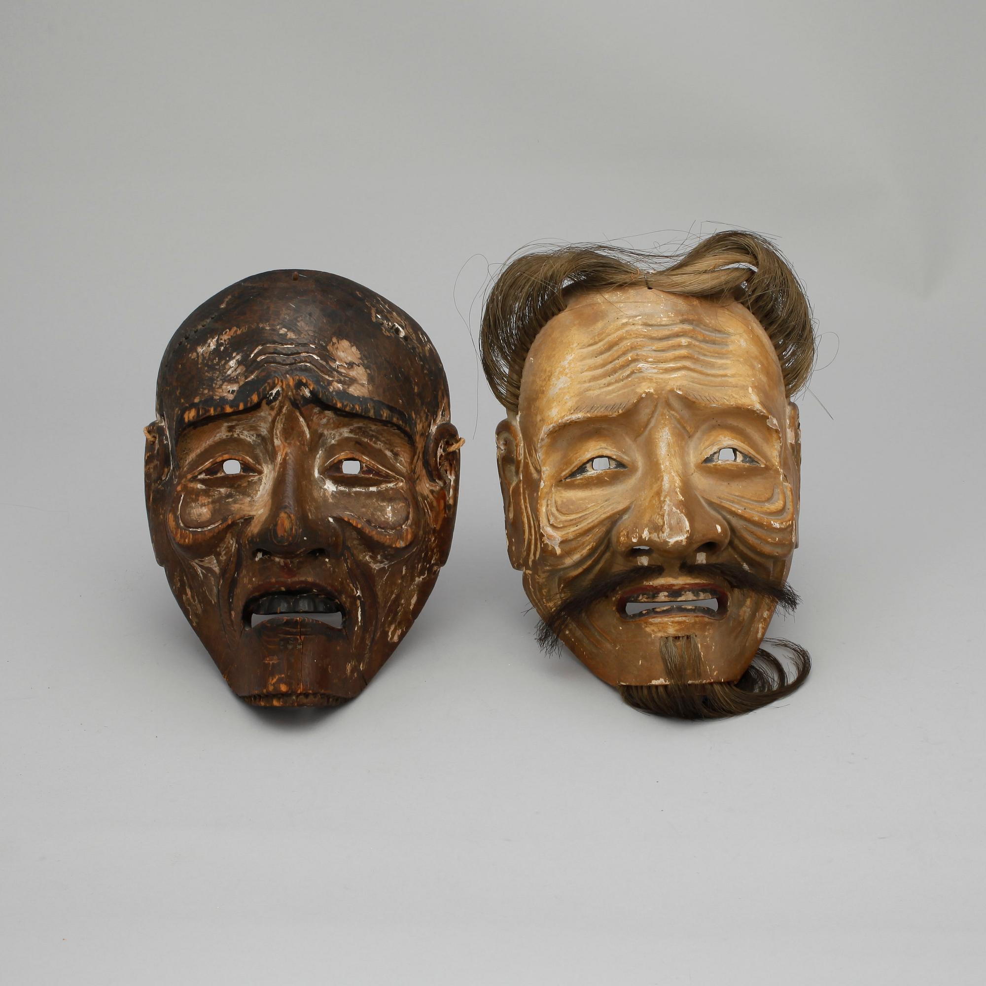 MASKER, 2 st, trä, Japan.