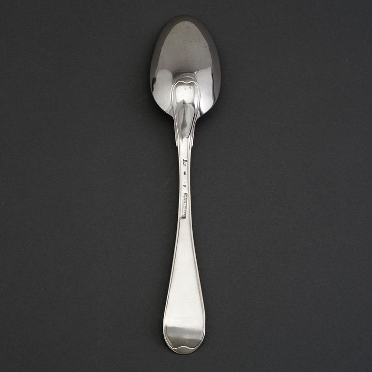A silve spoon by JOHAN WILHELM ZIMMERMANN, Stockholm, 1791.