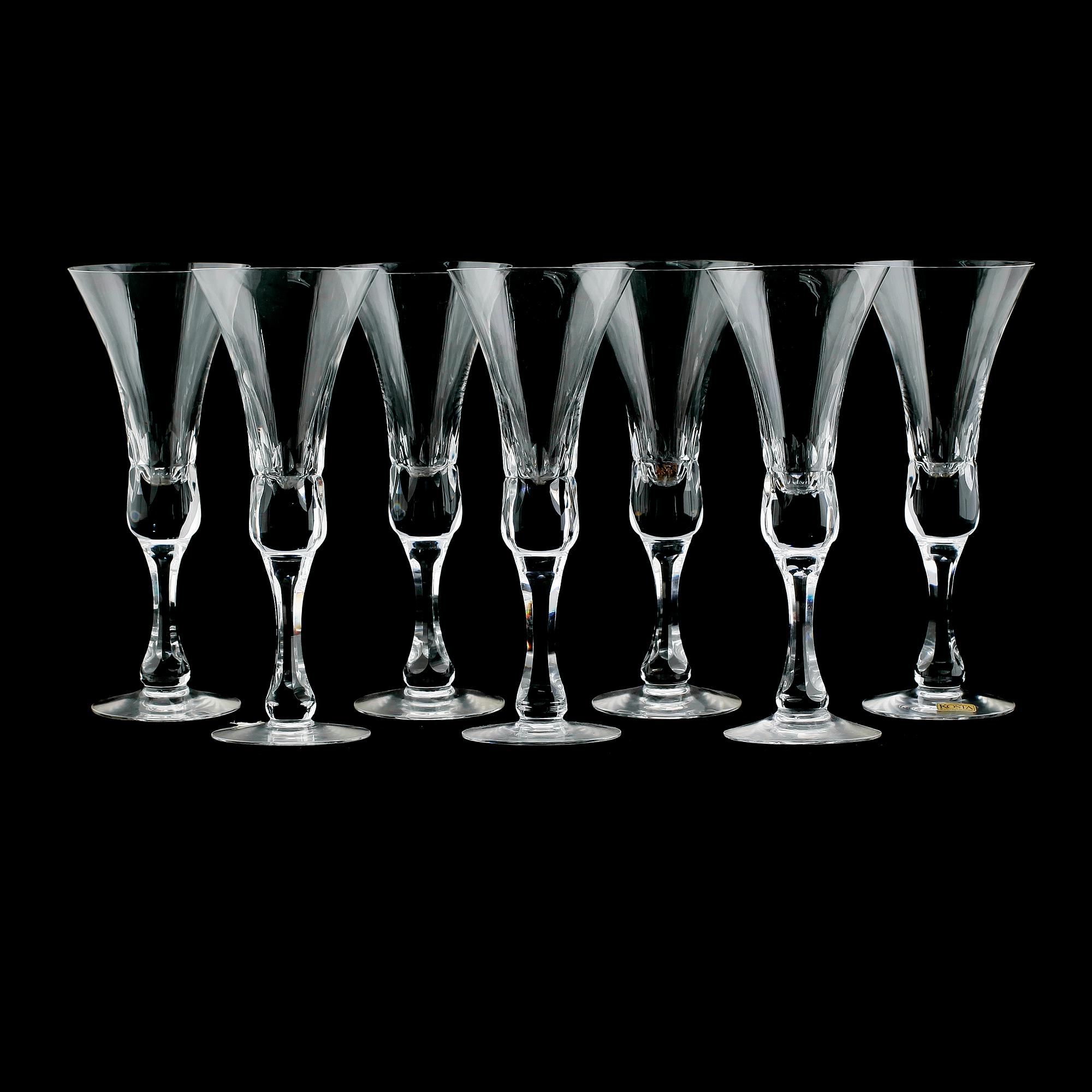 CHAMPAGNEGLAS, 7 st, "Prince", Göran Wärff, Kosta.