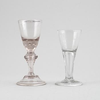 Two glasses, 1700's.
