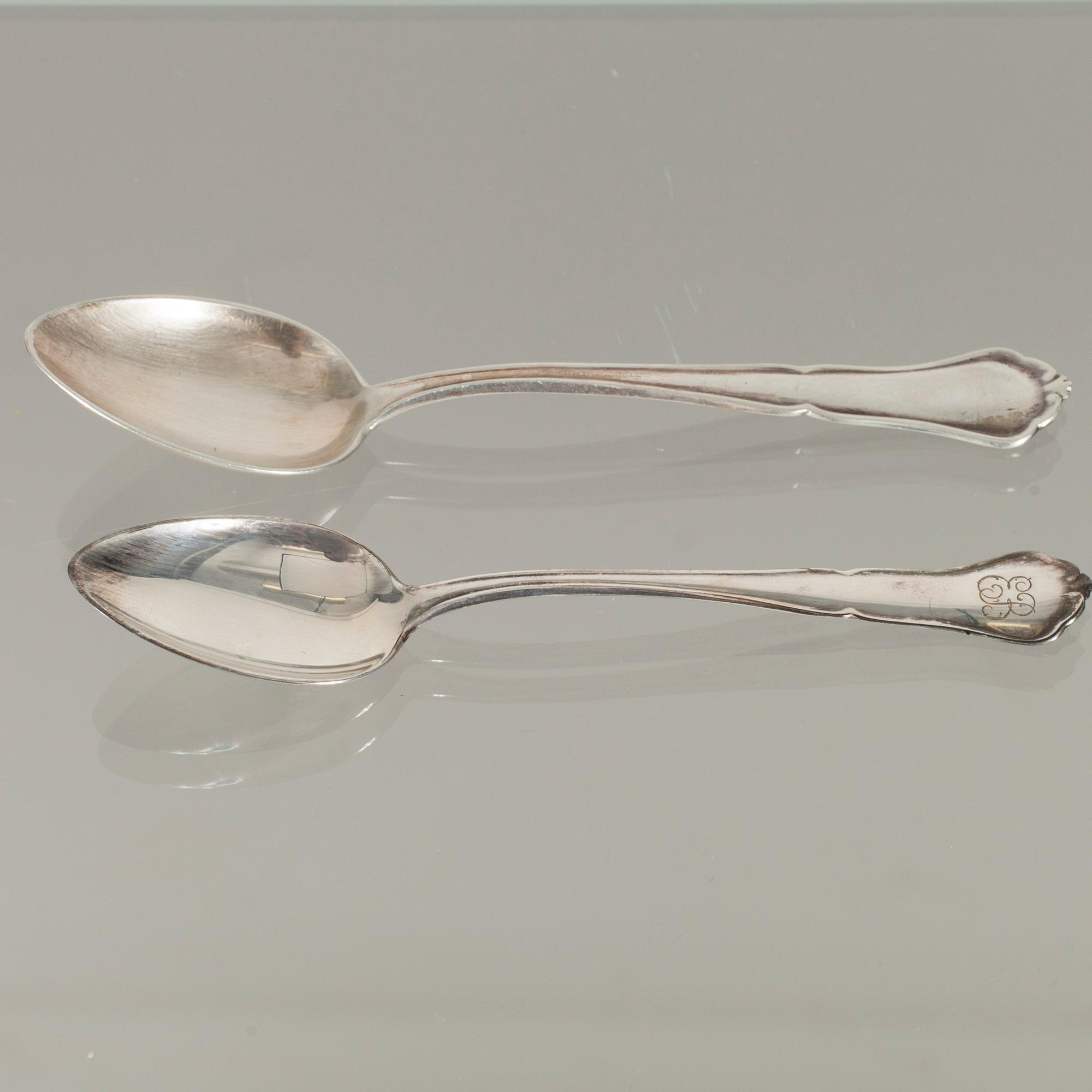 TE- OCH KAFFESKEDAR, 6+6 st, silver, Chippendale, Tavastehus 1953-1968. Vikt ca 188 g.