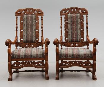 KARMSTOLAR, 1 par, renässansstil, omkring år 1900.