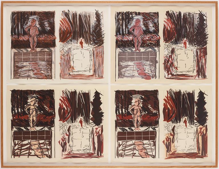 Jennifer Bartlett, complete set of 4 screenprints and woodcuts (framed together), 1983. One signed and numbered 46/68.