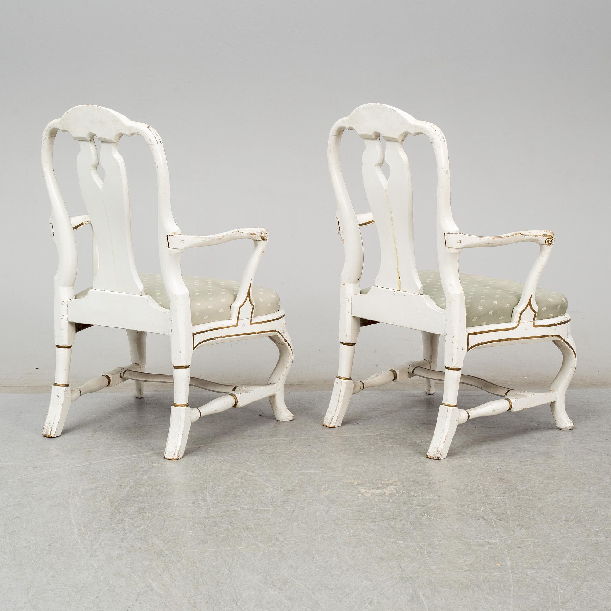 A pair of rococo armchairs, mid 18th century.