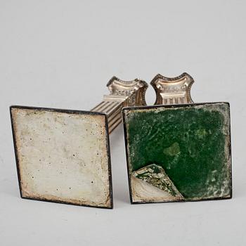 LJUSSTAKAR, ett par, silver, C G Hallberg, Stockholm, 1906.