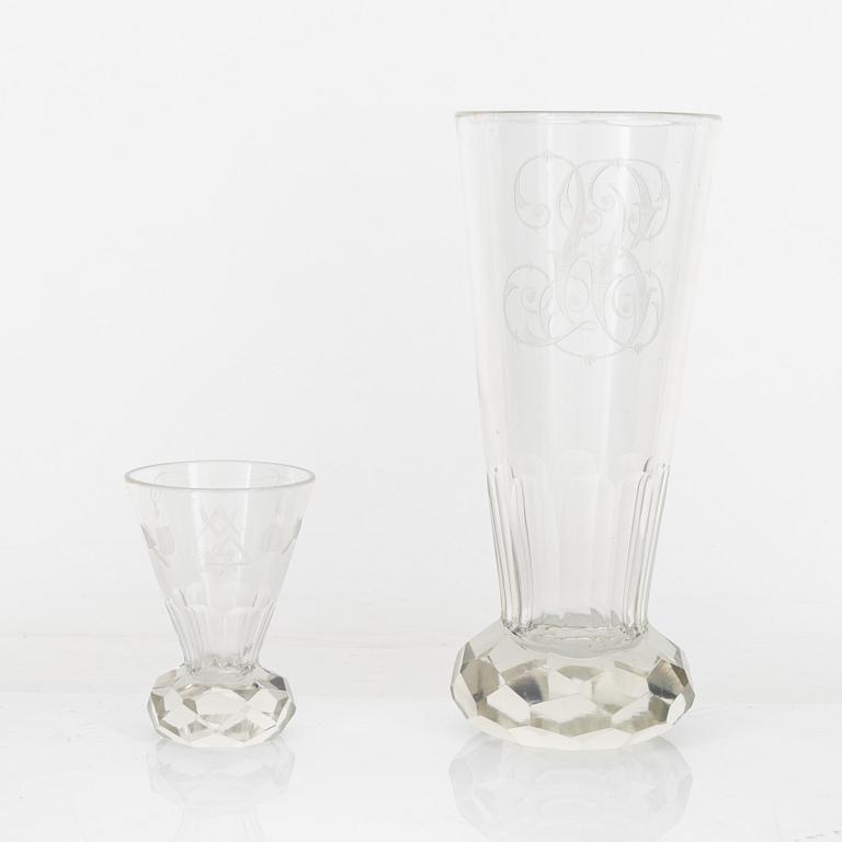 A group of eight Freemason's glasses, 20th Century.