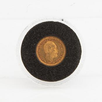 Gold coin Sweden, Oscar II 5 kr, 1886.
