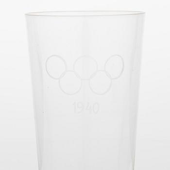 A set of 10 Olympic Games drinking glasses for the planned Summer Olympics in Helsinki 1940.