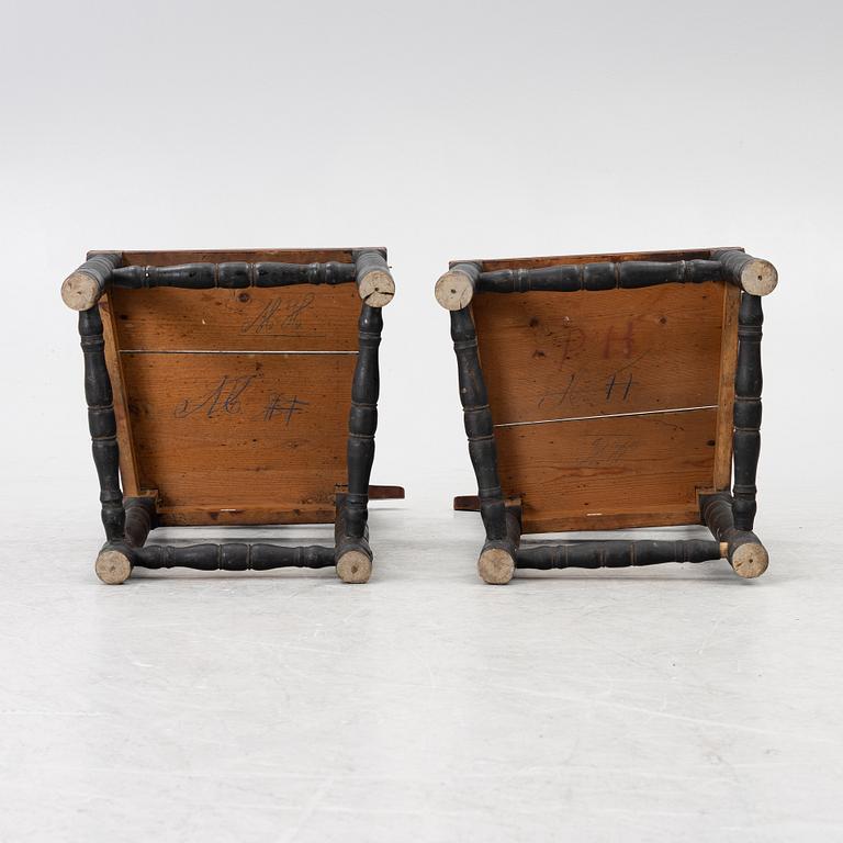 Chairs, 4 pcs, folk art, Jämtland. 19th century.