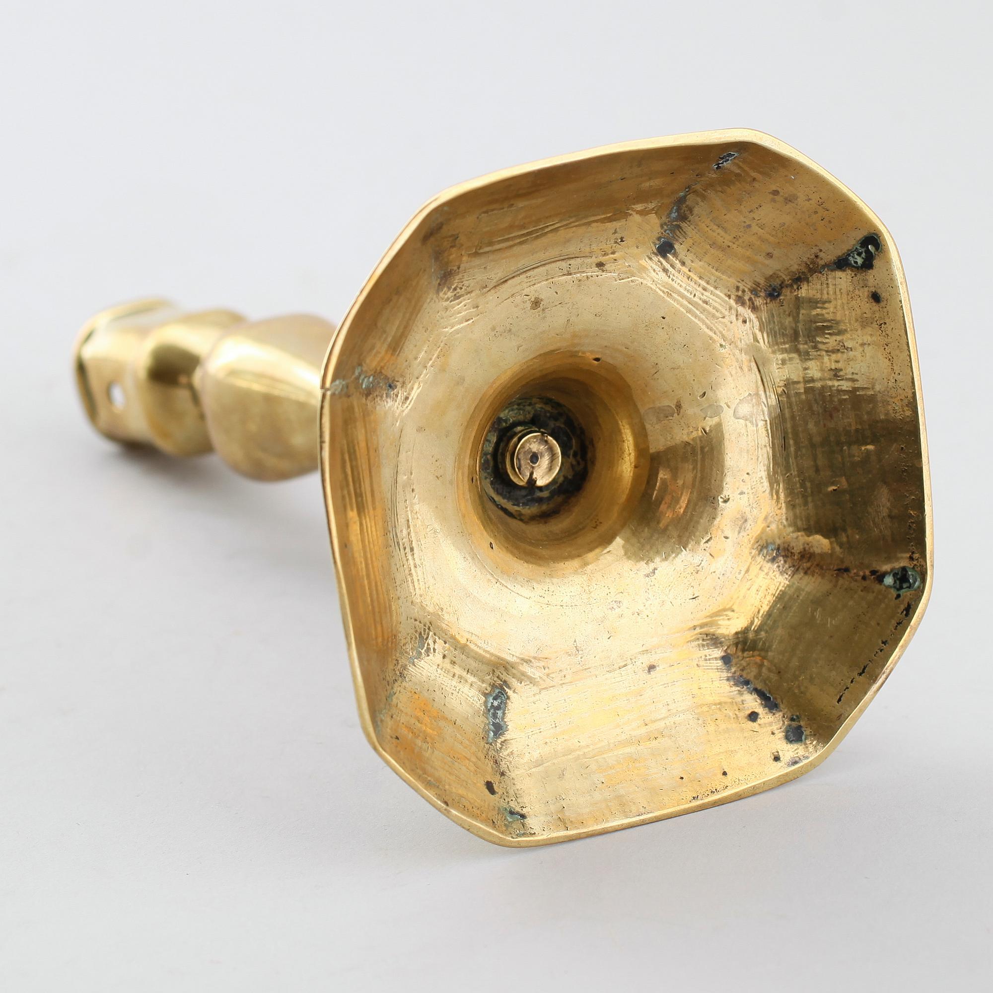 LJUSSTAKE, mässing, 1700-tal.