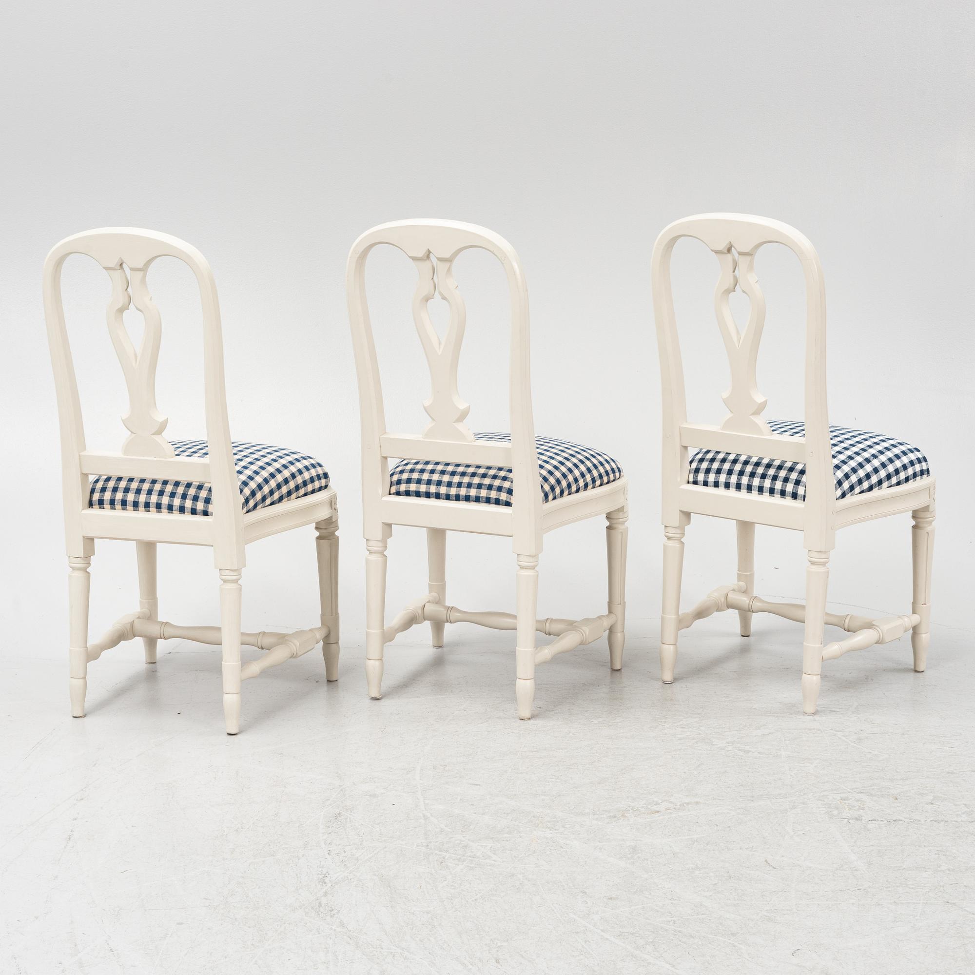 Stolar, 3 st, gustaviansk stil, "Hallunda", IKEA:s 1700-talsserie, 1990-tal.