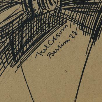 AXEL OLSON, ink drawing singed and dated.