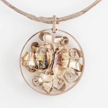 Lars Arby, three neck rings with pendants, silver, Gothenburg including 1977, 1978, and 1982.