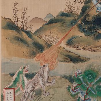 Rullmålning, okänd konstnär, akvarell och tusch på papper, Qing dynasty, 19th Century.